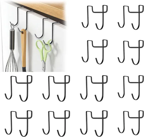 Miniatura 20 de Over Cabinet Door Hooks, 8Pcs Plastic Over Door Single Hooks Multi-Purpose Over The Cupboard Drawer Hooks Space-Saving Hanger Extender Clips Hooks