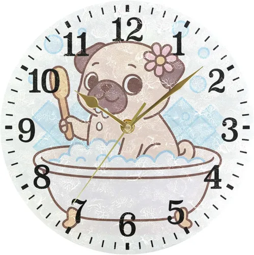 Miniatura 24 de JUNZAN Reloj de bañera con vino romántico espumoso y velas, reloj de pared silencioso de 10 pulgadas, pequeño reloj redondo, decoración de cocina