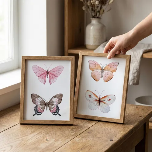 Miniatura 6 de Arte de pared de mariposas, impresiones de acuarela de mariposas, decoración rosa, juego de 2, 8 x 10, sin marco