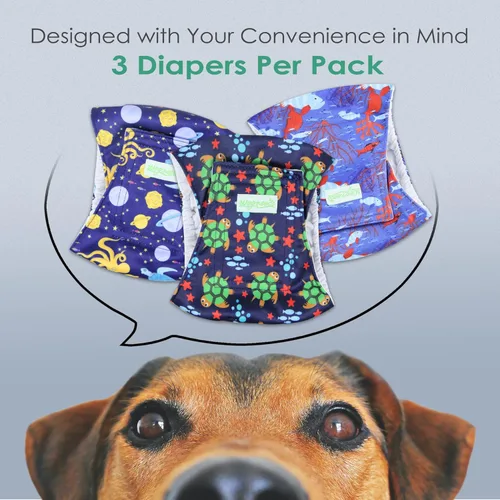 Miniatura 2 de wegreeco - Pañales lavables para perros machos, estampado elegante, bandas envolventes para vientre, paquete de 3 (estampado de tortuga), talla L