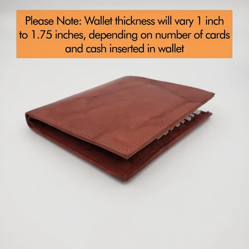 Miniatura 4 de AG Wallets Billetera de cuero de vaca RFID para hombre, estilo europeo, hipster, 1 ventana de identificación, Borgoña, Cartera Rfid