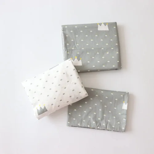 Miniatura 2 de Juego de ropa de cama de cuna 100% algodón para bebés, niños y niñas, 3 piezas, incluye funda de edredón, sábana bajera, funda de almohada, Gris