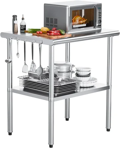 Miniatura 12 de ROVSUN Mesa de acero inoxidable de 24 x 24 pulgadas para preparación y trabajo, mesas de trabajo comerciales y estaciones de trabajo, mesa de metal