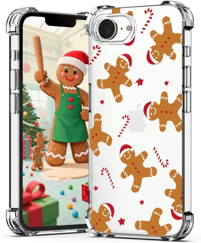 Miniatura 11 de Funda de Navidad para iPhone XR, diseño impreso de hombre de jengibre, transparente, suave, a prueba de golpes, funda protectora de TPU a prueba