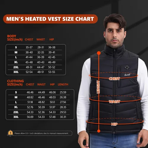 Miniatura 6 de Chaleco térmico para hombre con batería incluida, chaleco de calefacción eléctrico recargable de 7.4 V, temperatura inteligente. Control