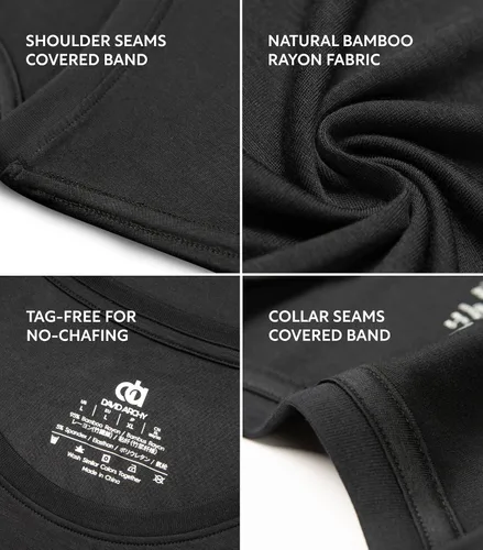 Miniatura 5 de DAVID ARCHY Camiseta interior de rayón de bambú para hombre que absorbe la humedad, cuello redondo, camisetas elásticas para hombres, paquete de 3