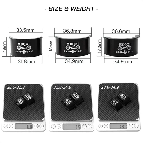 Miniatura 6 de Kit de adaptador de abrazadera de desviador delantero para bicicleta - Compatible con bicicletas de montaña y carretera MTB - Tamaños 28.6, 31.8