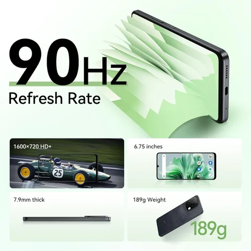 Miniatura 4 de UMIDIGI Teléfono celular desbloqueado G9C Android 14, Octa-core 12GB +128GB Expandir 1TB teléfono inteligente desbloqueado, 6.75 pulgadas HD+ 90Hz