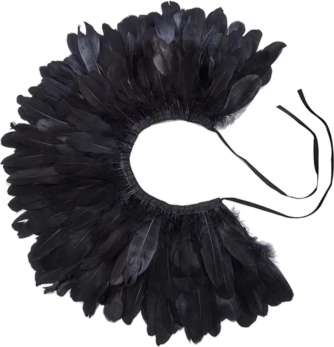 Miniatura 7 de L'VOW Estola de capa de plumas de moda negro blanco beige chal iridiscente