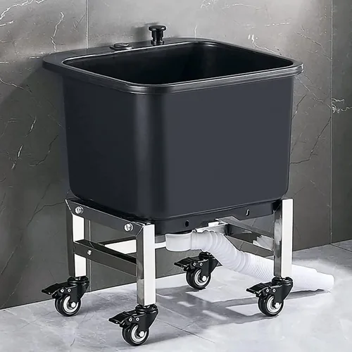 Fregadero de fregona de piso con rodillo, lavabo de servicio de trapeador comercial, fregaderos de cocina de un solo tazón, tinas grandes de pie y