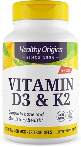 Miniatura 9 de Healthy Origins Vitamina D3 y K2 – Vitamina D3, 50 mcg – Vitamina K2, 200 mcg – Suplementos de vitamina D y vitamina K fácilmente absorbibles