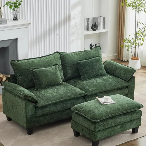 Miniatura 38 de Sofá modular seccional, sofá de nube con otomana, asiento profundo de felpilla en forma de L para sala de estar y apartamento