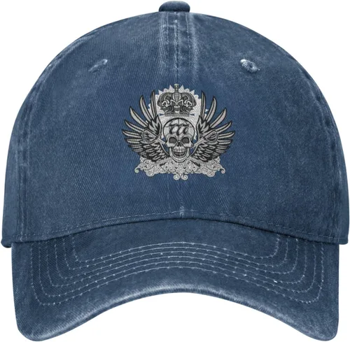 Miniatura 2 de Cowboy Hat Trendy Hats for Man and Women Djustable Four Season Outdoor Baseball Cap of Hell Skull with Angel Navy Blue