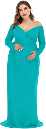 Miniatura 2 de ZIUMUDY Vestido de maternidad con hombros descubiertos y medio círculo, maxi vestido de fotografía para baby shower
