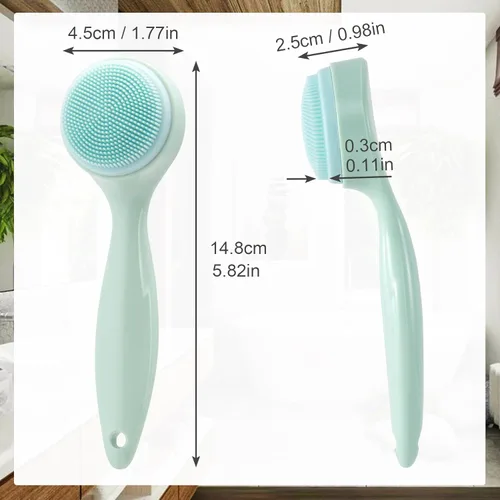 Miniatura 2 de HINZIC Paquete de 2 cepillos de limpieza facial manual de silicona, agradable a la piel, impermeable, limpiador exfoliante para puntos negros