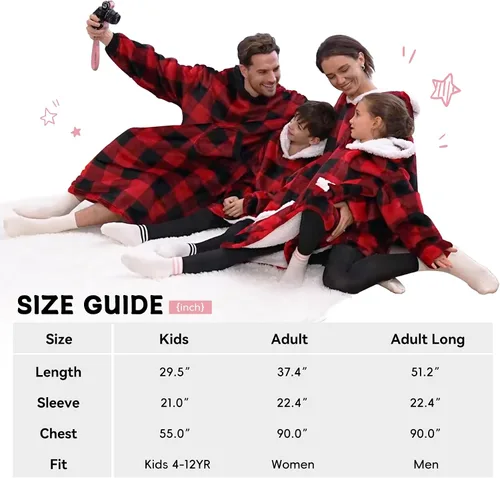 Miniatura 5 de Zando Manta con Capucha Ponible Manta para Niños y Adultos Manta Cómoda con Capucha Sudadera de Gran Tamaño Sherpa Forro Polar