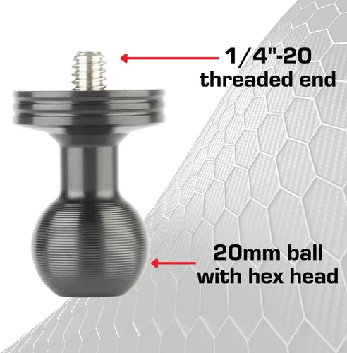 Miniatura 2 de Bulletpoint Adaptador de cámara roscado de aluminio de 1/4 "-20 con bola integrada de 0.787 in