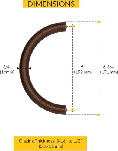 Miniatura 2 de BRIXWELL HC-6BTB-ACP - Manija de puerta de ducha de estilo circular de centro a centro de 6 pulgadas, montaje trasero con cobre antiguo