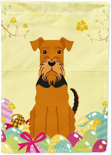 Caroline's Treasures BB6041GF - Bandera decorativa para jardín con diseño de huevos de Pascua Airedale, bandera decorativa para patio exterior,