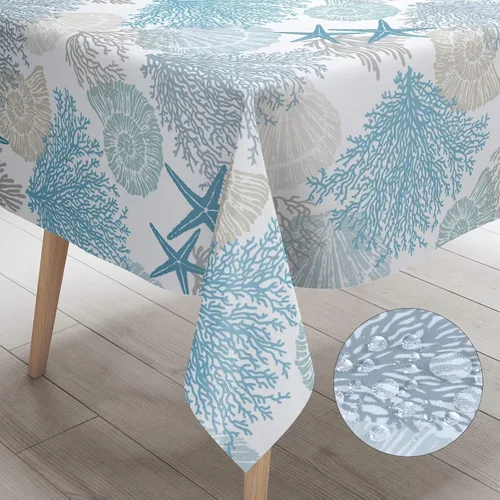 Miniatura 14 de Mantel redondo náutico costero de 60 pulgadas – Mantel con estampado de océano de playa, impermeable, resistente a las manchas, sin arrugas