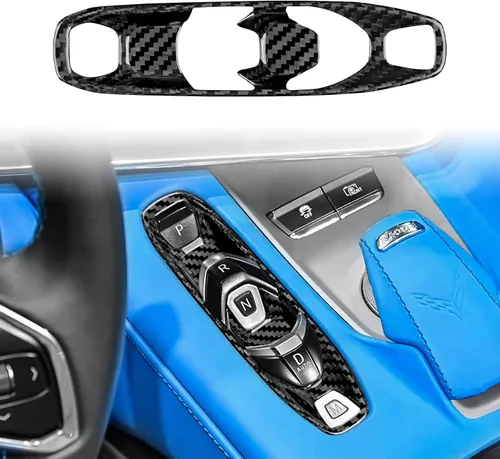 Miniatura 12 de Cubierta de fibra de carbono, para botón de palanca de cambios de automóvil, para consola central C8, decoración para Chevrolet Corvette C8 2020