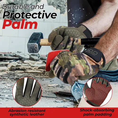 Miniatura 2 de HANDLANDY Guantes de trabajo para hombre y mujer, guantes de trabajo de mecánicos de uso general con pantalla táctil, guantes de trabajo flexibles