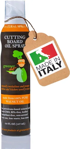 Miniatura 7 de GREENER CHEF Tabla de cortar de madera italiana de calidad alimentaria de alta calidad, aceite en aerosol y bloque de carnicero, 100% aceite de nuez