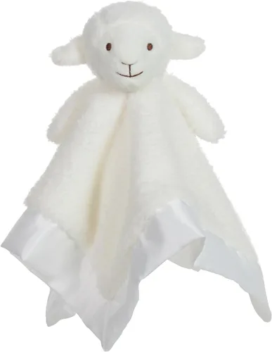 Apricot Lamb Manta de seguridad suave de animales de peluche, cordero blanco, manta de personaje para guardería, felpa de lujo (cordero blanco, 14