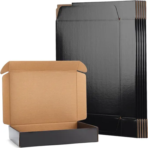 Miniatura 20 de EXYGLO Paquete de 40 cajas de envío de 6 x 4 x 3 pulgadas, cajas de cartón corrugado negras para embalaje de pequeñas empresas, mudanza, envío