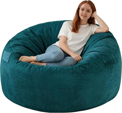 Miniatura 19 de Silla de Puf de 3 Pies, Sillas de Puf Cómodas con Relleno de Espuma Viscoelástica, Sofá de Puf Esponjoso con Funda de Terciopelo Holandés, Sillas