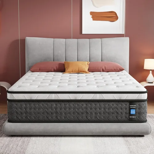 SupremeSleep 16 Inch King Size Hybrid Mattress in a Box - Luxury Fiberglass Free King Memory Foam Mattress in The Box, Motion Isolation, CertiPUR-US