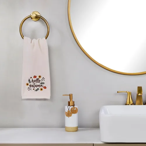 Miniatura 5 de SKL Home Juego de 2 toallas de mano bordadas con corona de otoño y Acción de Gracias, 100% algodón, decoración para baño, cocina, bar y regalo