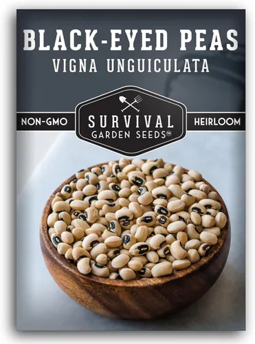 Miniatura 10 de Survival Garden Seeds Paquete de 2 semillas de guisantes de ojos negros para plantar, 2 paquetes de semillas con instrucciones para cultivar