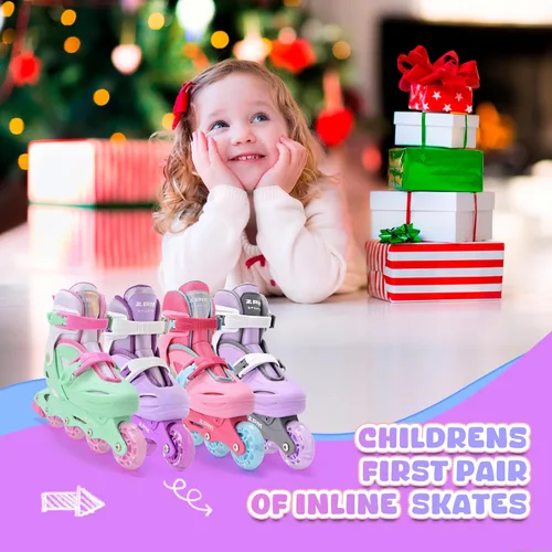 Miniatura 5 de 2PM SPORTS Patines en línea para niños y niñas de 4 a 8, 6 a 12 años, con ruedas iluminadas, cuchillas ajustables para niños y jóvenes principiantes