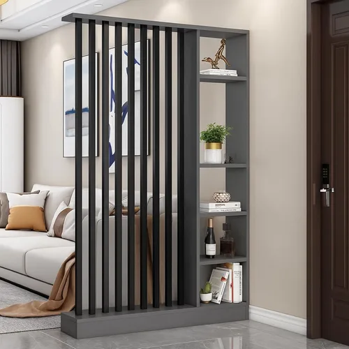 Miniatura 9 de Divisor de habitación de piso a techo con estantes, pantalla de división independiente, muebles divisores de habitación de estilo industrial