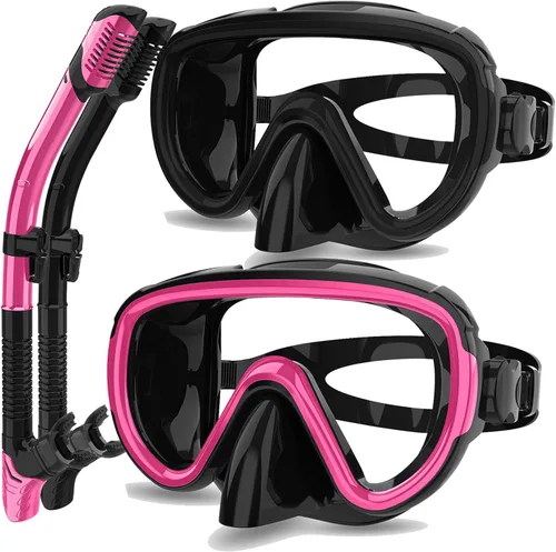 Miniatura 10 de Juego de 2 máscaras de esnórquel seco para adultos, máscara de buceo, gafas de natación, máscara de buceo, cubierta de nariz, buceo gratis