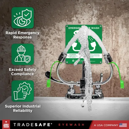 Miniatura 4 de TRADESAFE Estación de lavado de ojos de emergencia: estación de lavado de ojos para montaje en grifo aprobada por OSHA, estación de lavado de ojos