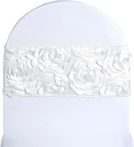 Miniatura 3 de 10 rosetas de satén azul polvoriento en fajas elásticas de elastano para silla, suministros de decoración de recepción para ceremonia de boda