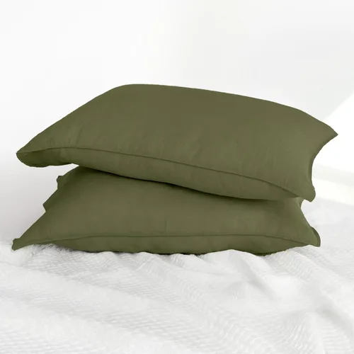 Miniatura 25 de Linen World - Juego de 2 fundas de almohada de lino, 20 x 30 pulgadas, tamaño estándar/Queen, fundas de almohada 100% lino natural francés, fundas
