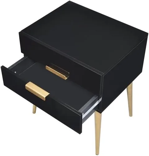 Miniatura 5 de Acme Mesa auxiliar rectangular de madera Denvor en negro y dorado