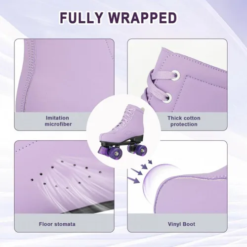 Miniatura 4 de YYW - Patines de ruedas de caña alta para mujer y niñas - Patines clásicos de doble fila para principiantes, para interiores y exteriores