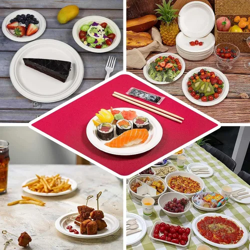 Miniatura 5 de Efavormart - Paquete de 50 platos redondos de bagazo biodegradables blancos de 7 pulgadas, compostables, ecológicos, desechables, aperitivos, Tipo 17