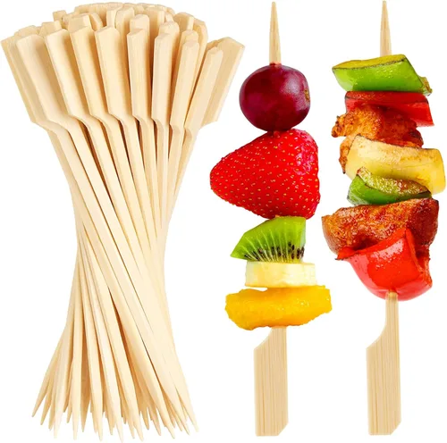 Miniatura 11 de FATLODA Palillos de Cóctel de Bambú de 3.5 Pulgadas [1200 PIEZAS] para Aperitivos, Brochetas de Madera Tipo Paleta, Palillos de Dientes Planos