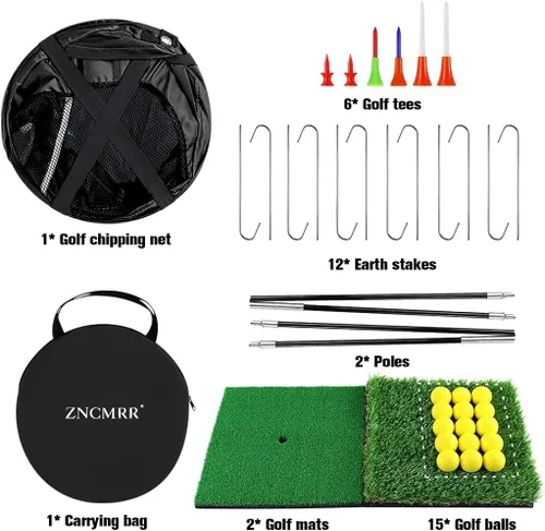 Miniatura 3 de Red de Golf Pop Up para Chipping, Red de Objetivo de Golf para Interiores/Exteriores, Red Plegable Portátil para Golpear Golf con 15 Pelotas