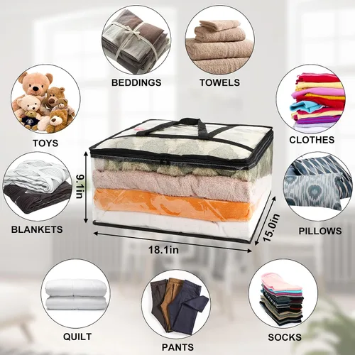 Miniatura 3 de 1 paquete de bolsas de almacenamiento transparentes para cobijas, organizadores de armario de vinilo para ropa y edredones, contenedores