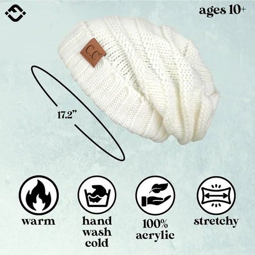 Miniatura 398 de Funky Junque Gorro de moda de punto trenzado de talla extragrande, grueso, abrigado, suave y holgado