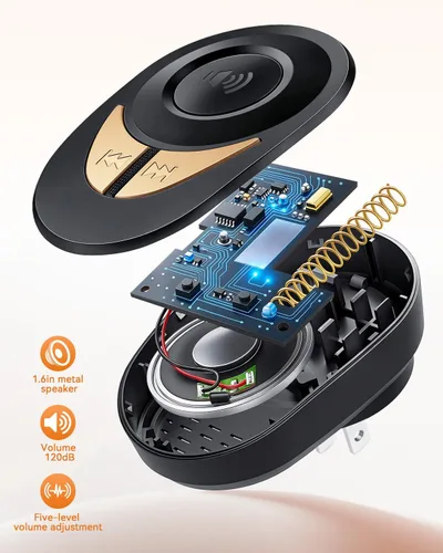 Miniatura 5 de Timbre inalámbrico, 1300 pies de largo alcance, 48 campanadas y 5 niveles de volumen, botón impermeable IP66, receptor enchufable con bocina