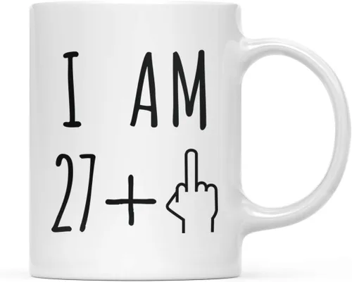 Miniatura 56 de Andaz Press Divertida taza de café de 11 onzas, regalo de broma de cumpleaños, I Am 49 + 1 dedo medio, 1 paquete, ideas de regalo de cumpleaños 50