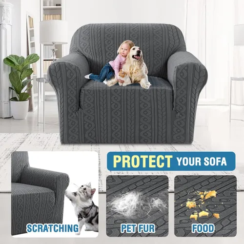 Miniatura 5 de H.VERSAILTEX - Fundas de silla de 1 pieza, fundas elásticas para sofá lavables, antideslizantes, suaves, para mascotas, fundas para sofá de mejora