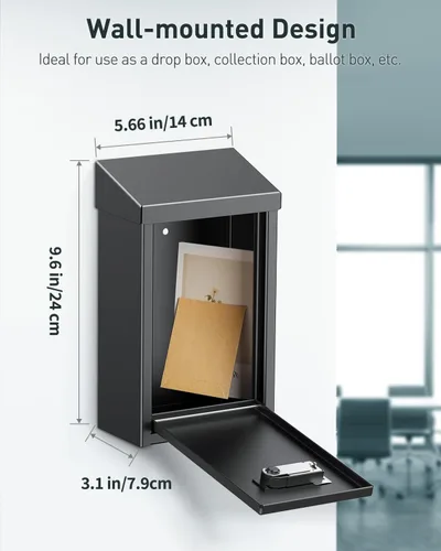 Miniatura 5 de Uniclife Caja para llaves para exterior, caja de donación de metal con cerradura de combinación, caja de sugerencias segura, buzón montado